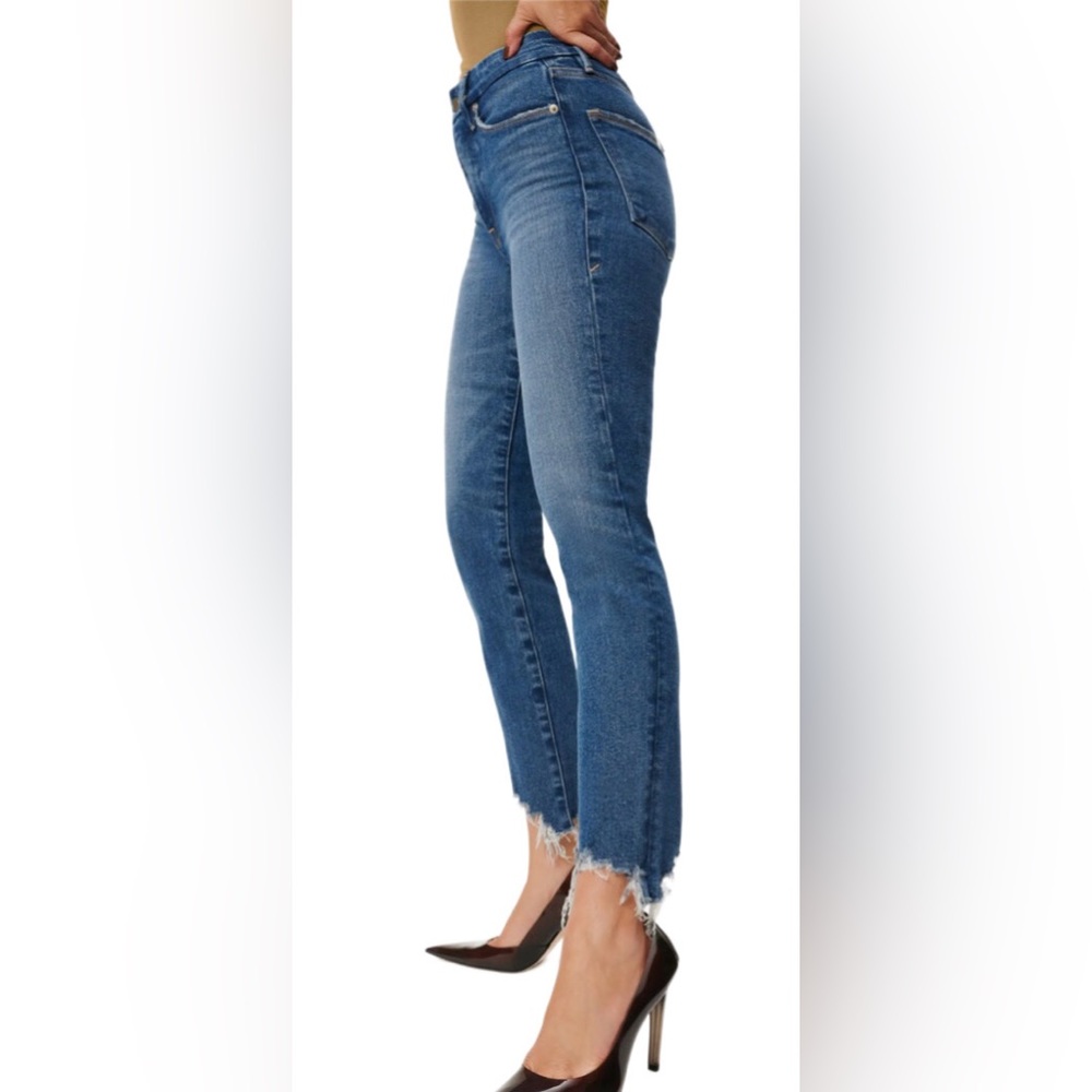 NWT - Good American Good Legs High Waist Chew Hem Ankle Cigarette Jeans Size 24